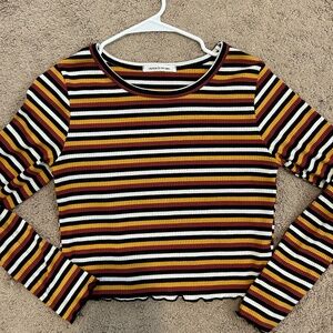 Fall-colored Long Sleeve Cropped Tee